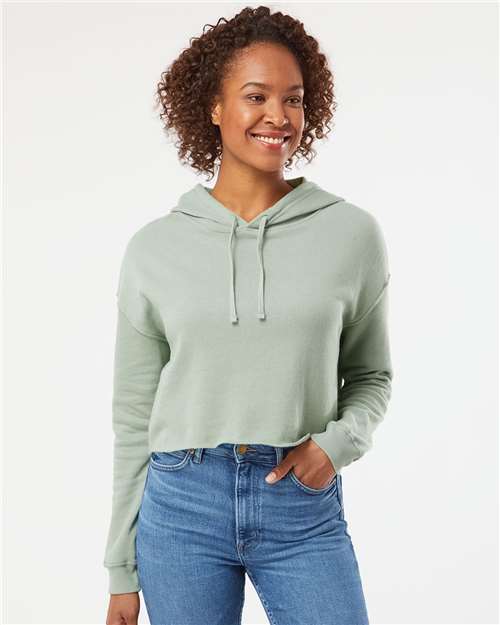 Independent Trading Co. AFX64CRP-Women’s Lightweight Crop Hooded Sweatshirt in Sage