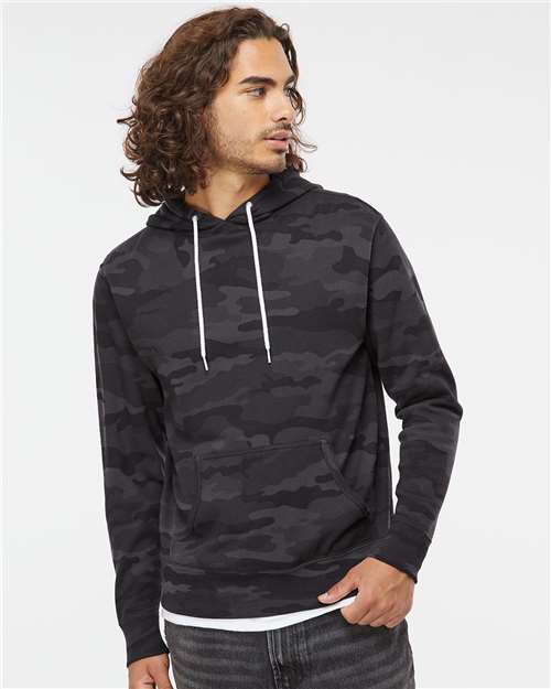 Independent Trading Co. AFX90UN Unisex Lightweight Hooded Sweatshirt in Black Camo
