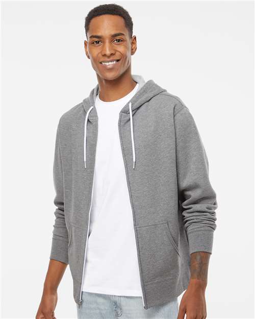 Independent Trading Co. AFX90UNZ Unisex Lightweight Full-Zip Hooded Sweatshirt in Gunmetal Heather