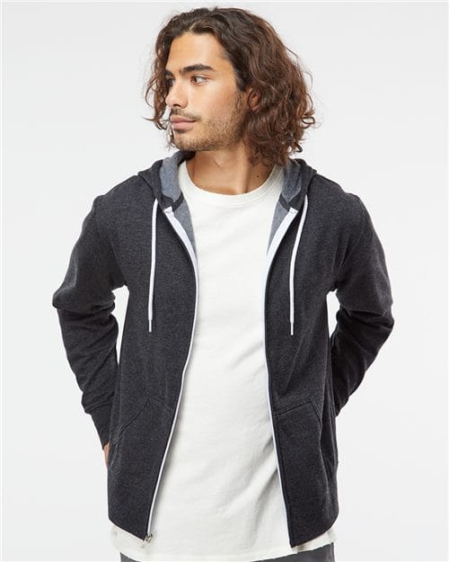 Independent Trading Co. AFX90UNZ Unisex Lightweight Full-Zip Hooded Sweatshirt in 