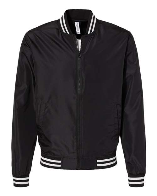 Independent Trading Co. EXP52BMR Unisex Lightweight Bomber Jacket in Black/ White Stripe