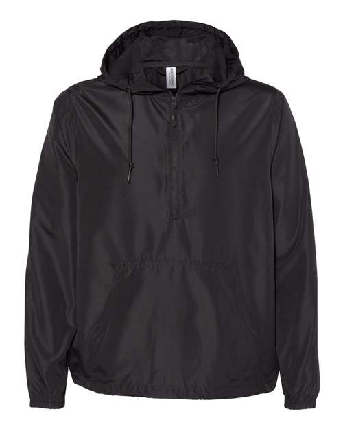 Independent Trading Co. EXP54LWP Unisex Lightweight Quarter-Zip Windbreaker Pullover Jacket in Black