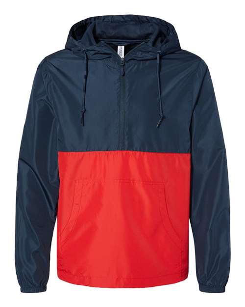 Independent Trading Co. EXP54LWP Unisex Lightweight Quarter-Zip Windbreaker Pullover Jacket in Classic Navy/ Red