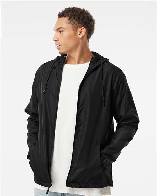 Independent Trading Co. EXP54LWZ Lightweight Windbreaker Full-Zip Jacket in Black