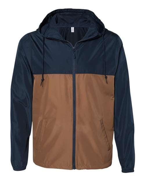 Independent Trading Co. EXP54LWZ Lightweight Windbreaker Full-Zip Jacket in Classic Navy/ Saddle