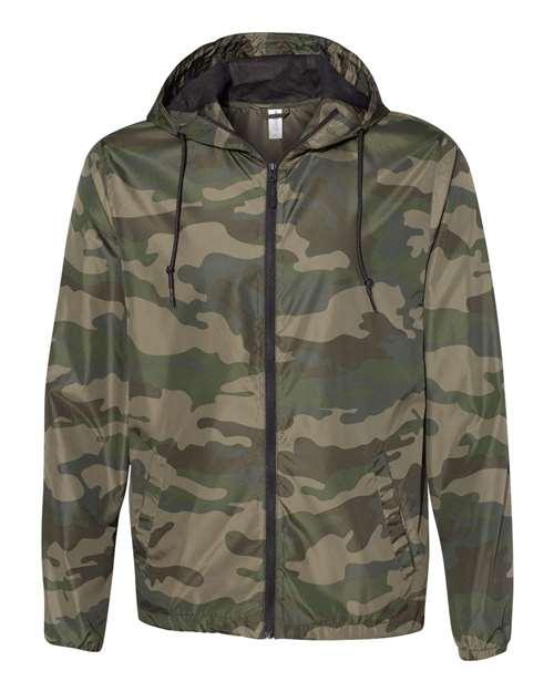 Independent Trading Co. EXP54LWZ Lightweight Windbreaker Full-Zip Jacket in Forest Camo