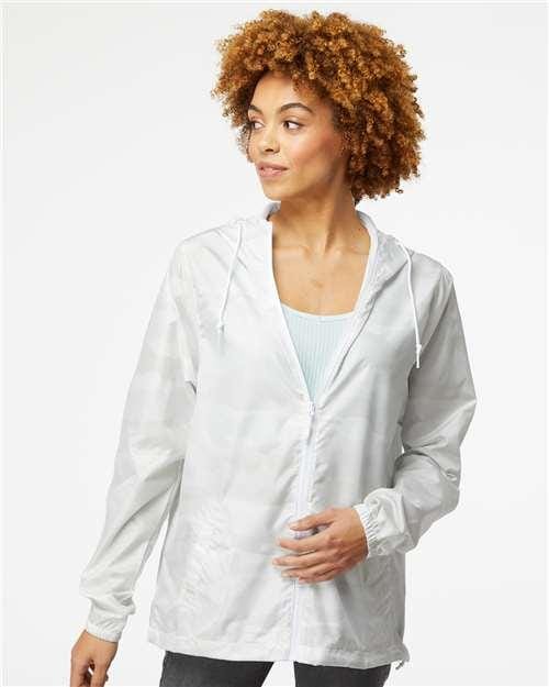 Independent Trading Co. 5996 S / White Camo Independent Trading Co. EXP54LWZ Lightweight Windbreaker Full-Zip Jacket