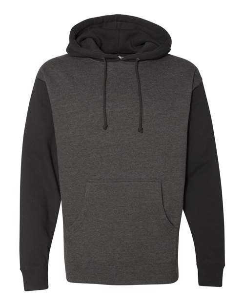 Independent Trading Co. IND4000 Unisex Heavyweight Hooded Sweatshirt in Charcoal Heather/ Black