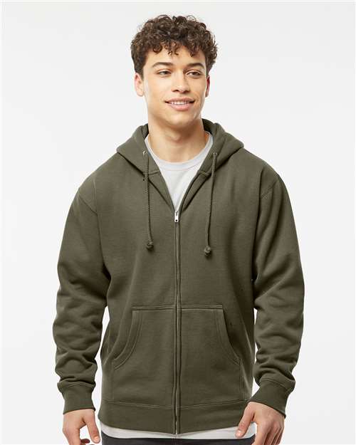 Independent Trading Co. IND4000Z Unisex Heavyweight Full-Zip Hooded Sweatshirt in Army
