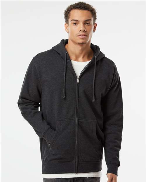 Independent Trading Co. IND4000Z Unisex Heavyweight Full-Zip Hooded Sweatshirt in Charcoal Heather