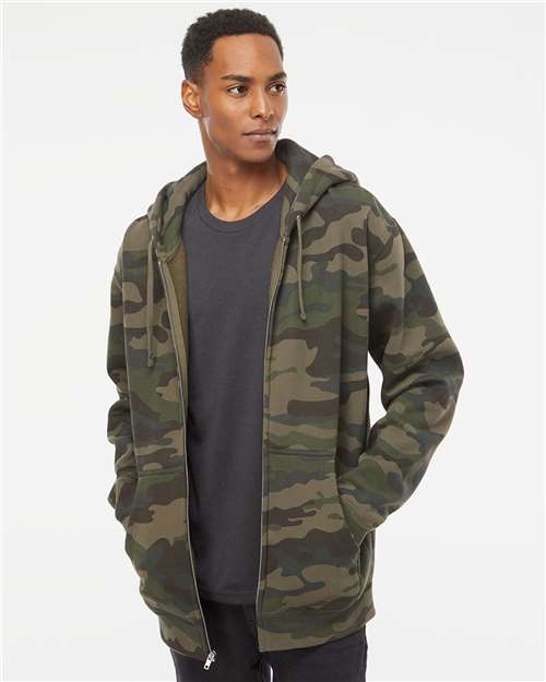 Independent Trading Co. IND4000Z Unisex Heavyweight Full-Zip Hooded Sweatshirt in Forest Camo