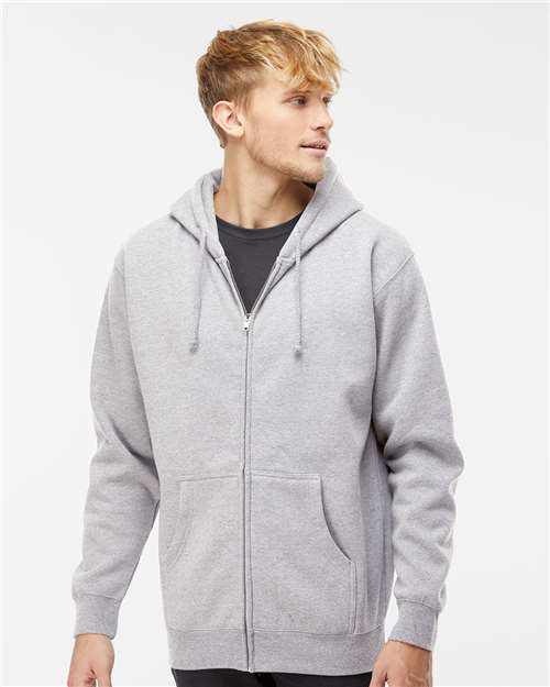 Independent Trading Co. IND4000Z Unisex Heavyweight Full-Zip Hooded Sweatshirt in Grey Heather