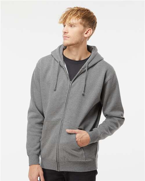Independent Trading Co. IND4000Z Unisex Heavyweight Full-Zip Hooded Sweatshirt in Gunmetal Heather