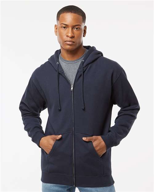 Independent Trading Co. IND4000Z Unisex Heavyweight Full-Zip Hooded Sweatshirt in Navy