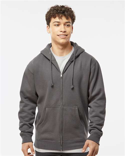 Independent Trading Co. IND4000Z Unisex Heavyweight Full-Zip Hooded Sweatshirt in Solid Charcoal
