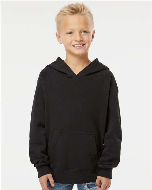 Independent Trading Co. PRM15YSB Youth Lightweight Special Blend Raglan Hooded Sweatshirt in 