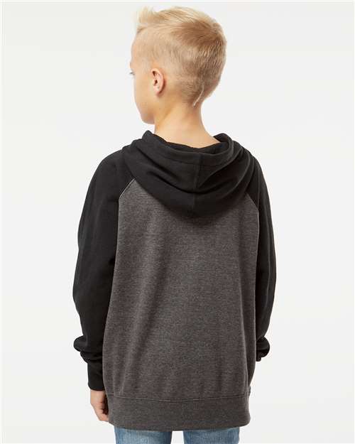 Independent Trading Co. PRM15YSB Youth Lightweight Special Blend Raglan Hooded Sweatshirt in 