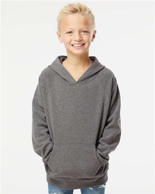 Independent Trading Co. PRM15YSB Youth Lightweight Special Blend Raglan Hooded Sweatshirt in 