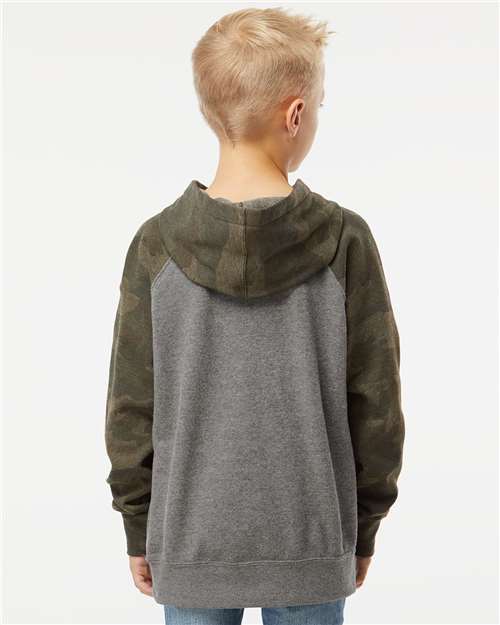 Independent Trading Co. PRM15YSB Youth Lightweight Special Blend Raglan Hooded Sweatshirt in 