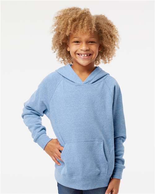 Independent Trading Co. PRM15YSB Youth Lightweight Special Blend Raglan Hooded Sweatshirt in 