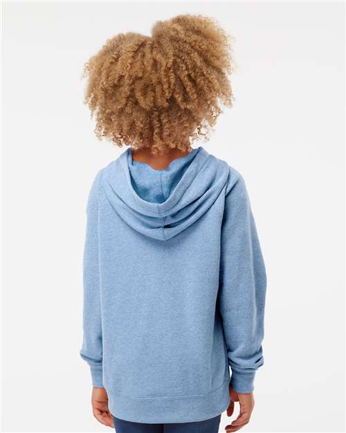 Independent Trading Co. PRM15YSB Youth Lightweight Special Blend Raglan Hooded Sweatshirt in 
