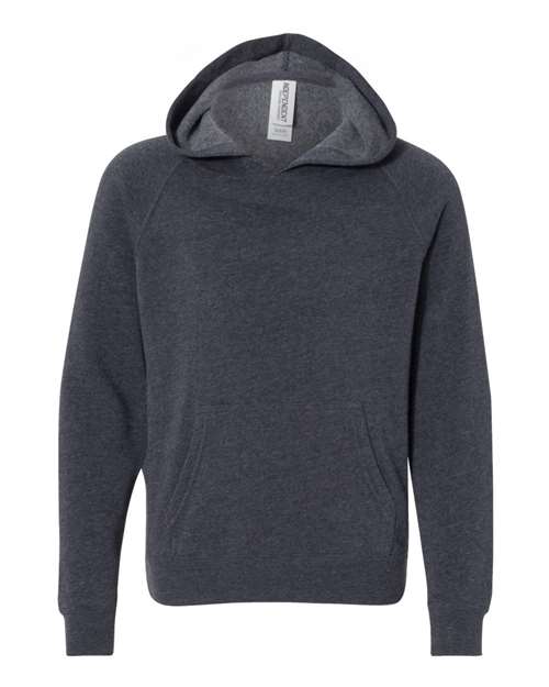 Independent Trading Co. PRM15YSB Youth Lightweight Special Blend Raglan Hooded Sweatshirt in Midnight Navy