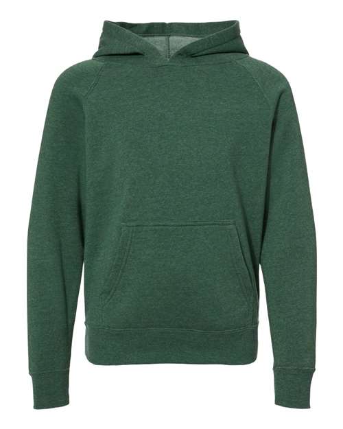 Independent Trading Co. PRM15YSB Youth Lightweight Special Blend Raglan Hooded Sweatshirt in Moss