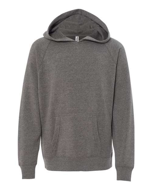 Independent Trading Co. PRM15YSB Youth Lightweight Special Blend Raglan Hooded Sweatshirt in Nickel