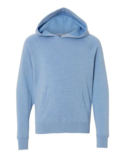 Independent Trading Co. PRM15YSB Youth Lightweight Special Blend Raglan Hooded Sweatshirt in Pacific