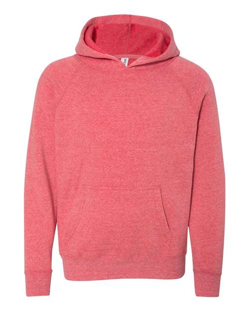 Independent Trading Co. PRM15YSB Youth Lightweight Special Blend Raglan Hooded Sweatshirt in Pomegranate