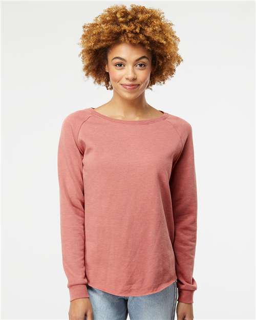 Independent Trading Co. PRM2000 Women's California Wave Wash Crewneck Sweatshirt in 