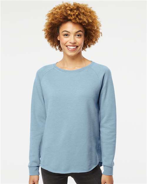 Independent Trading Co. PRM2000 Women's California Wave Wash Crewneck Sweatshirt in 