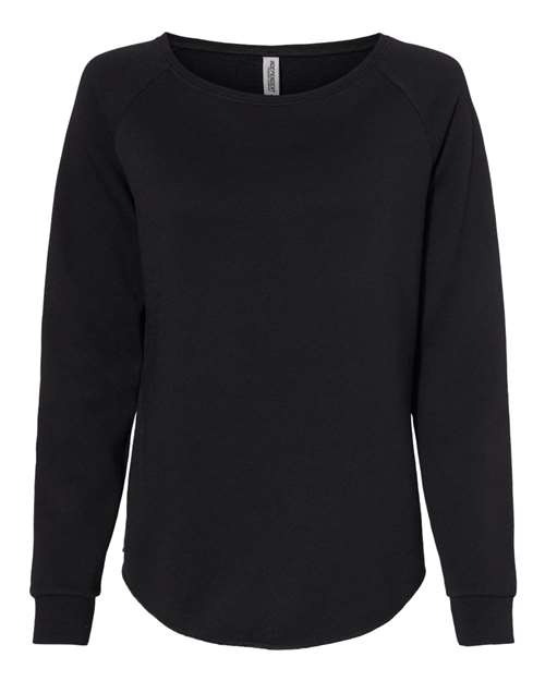 Independent Trading Co. PRM2000 Women's California Wave Wash Crewneck Sweatshirt in Black