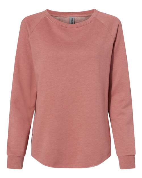 Independent Trading Co. PRM2000 Women's California Wave Wash Crewneck Sweatshirt in Dusty Rose