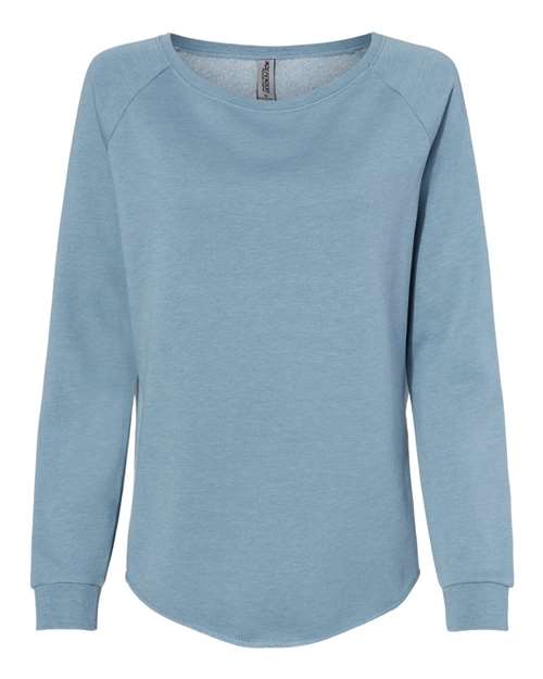 Independent Trading Co. PRM2000 Women's California Wave Wash Crewneck Sweatshirt in Misty Blue