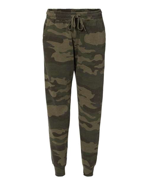 Independent Trading Co. PRM20PNT-Women's California Wave Wash Sweatpants in Forest Camo Heather