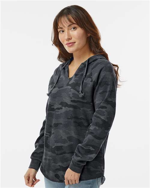 Independent Trading Co. PRM2500 Women’s Lightweight California Wave Wash Hooded Sweatshirt in 