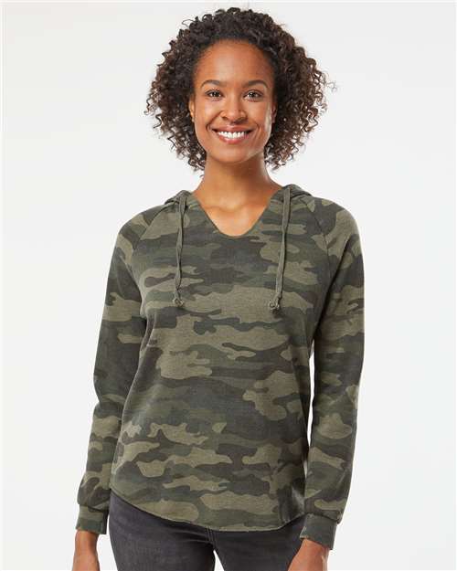 Independent Trading Co. PRM2500 Women’s Lightweight California Wave Wash Hooded Sweatshirt in 