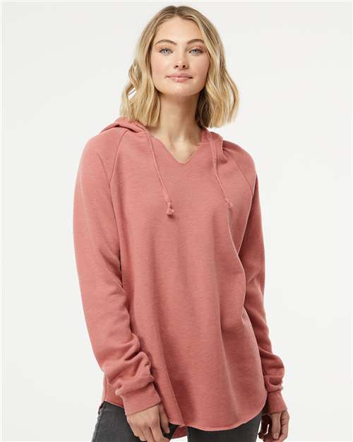 Independent Trading Co. PRM2500 Women’s Lightweight California Wave Wash Hooded Sweatshirt in Dusty Rose