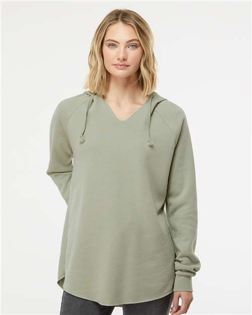 Independent Trading Co. PRM2500 Women’s Lightweight California Wave Wash Hooded Sweatshirt in Sage
