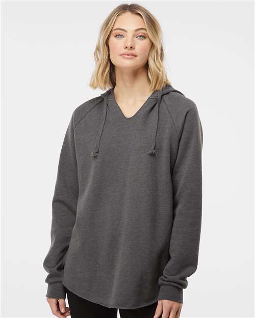 Independent Trading Co. PRM2500 Women’s Lightweight California Wave Wash Hooded Sweatshirt in Shadow