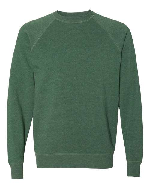 Independent Trading Co. PRM30SBC Unisex Special Blend Raglan Crewneck Sweatshirt in Moss
