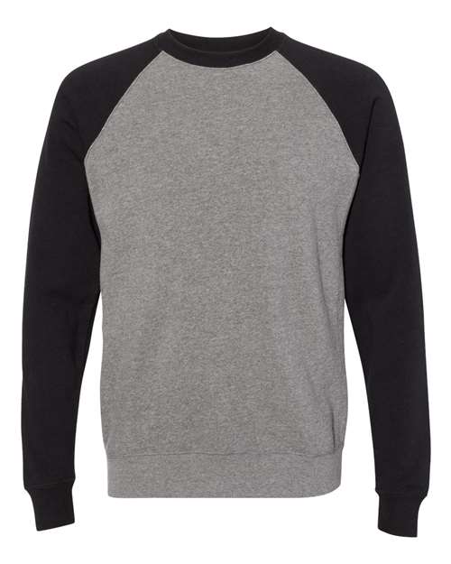 Independent Trading Co. PRM30SBC Unisex Special Blend Raglan Crewneck Sweatshirt in Nickel Heather/ Black