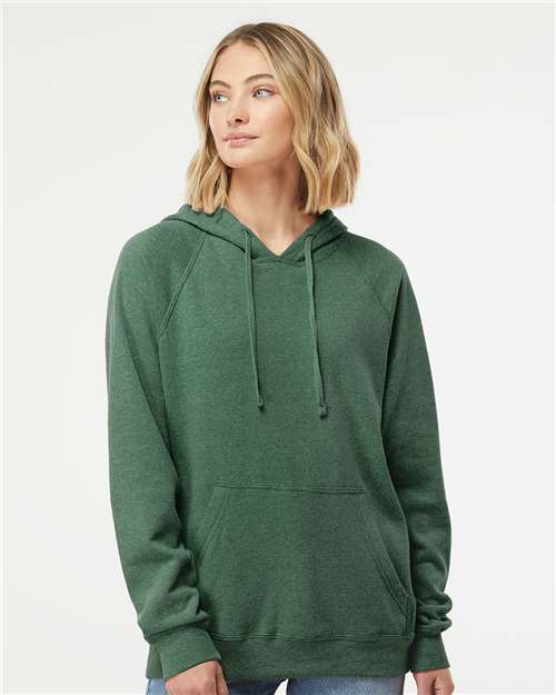 Independent Trading Co. PRM33SBP Unisex Special Blend Raglan Hooded Sweatshirt in Moss