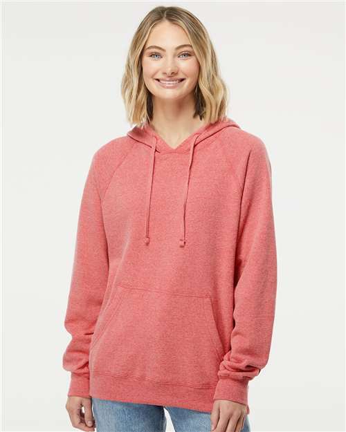 Independent Trading Co. PRM33SBP Unisex Special Blend Raglan Hooded Sweatshirt in Pomegranate