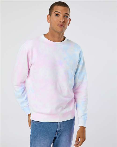 Independent Trading Co. PRM3500TD Unisex Midweight Tie-Dyed Crewneck Sweatshirt in 
