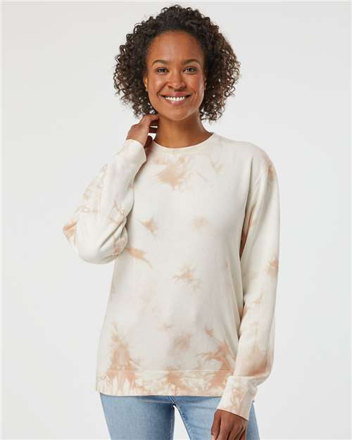 Independent Trading Co. PRM3500TD Unisex Midweight Tie-Dyed Crewneck Sweatshirt in 