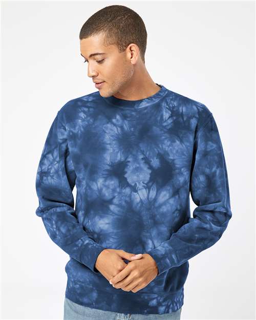 Independent Trading Co. PRM3500TD Unisex Midweight Tie-Dyed Crewneck Sweatshirt in 