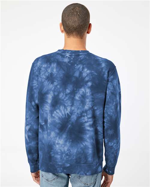 Independent Trading Co. PRM3500TD Unisex Midweight Tie-Dyed Crewneck Sweatshirt in 