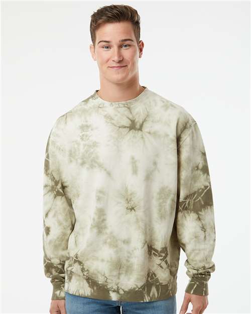 Independent Trading Co. PRM3500TD Unisex Midweight Tie-Dyed Crewneck Sweatshirt in 